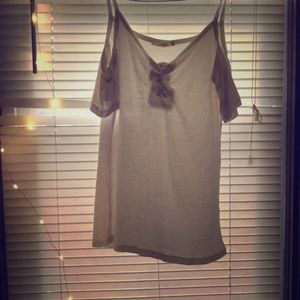 White cold shoulder top